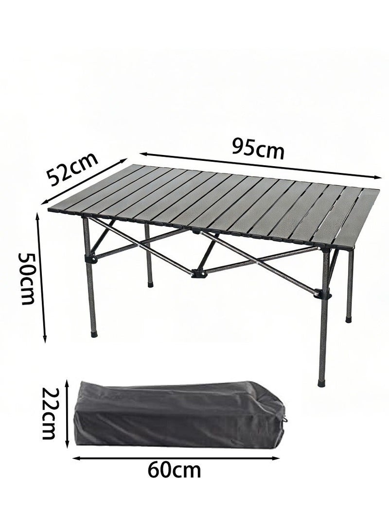 السيميا طاولة تخييم قابلة للطي، طاولة شاطئ محمولة، مع حقيبة محمولة، مناسبة للاستخدام الداخلي والخارجي والتخييم والفناء الخلفي والحفلات والفناء، طاولة تخييم سوداء على الشاطئ - Image 3